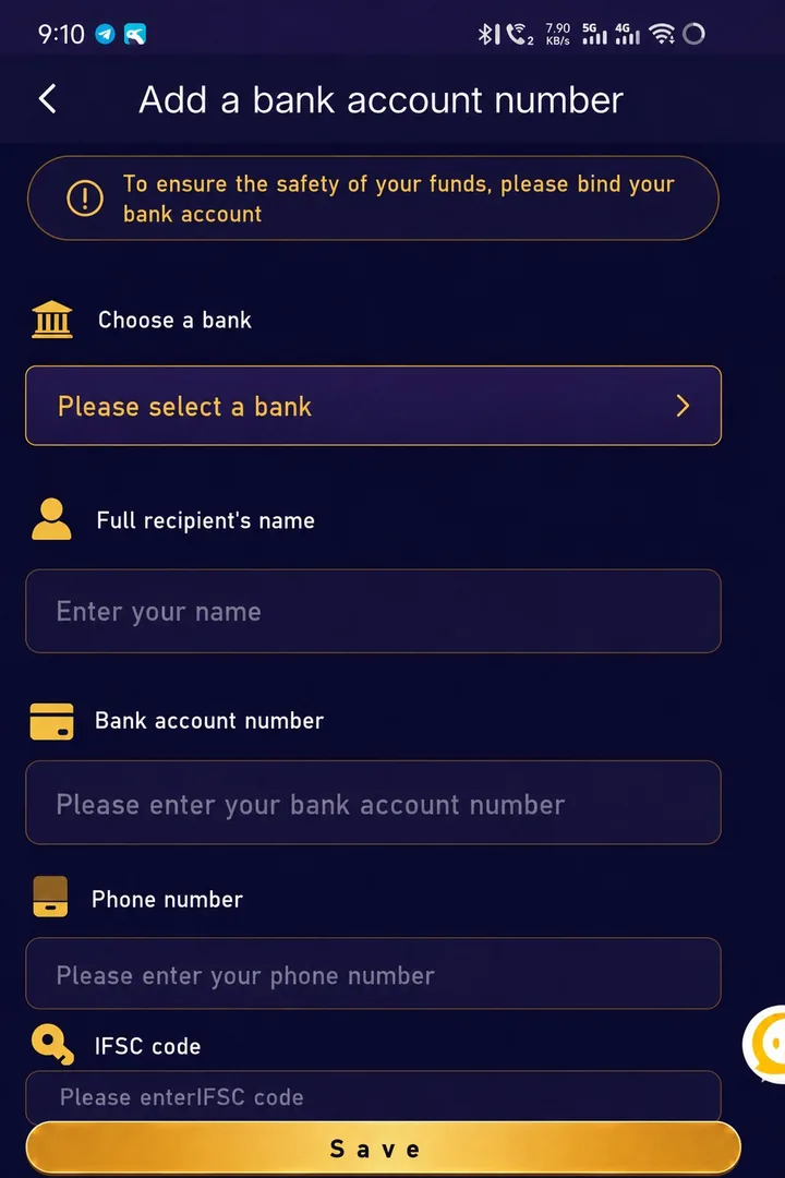 Bank withdrawal form requesting bank name account holder number phone and IFSC